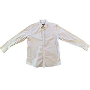 Johnston & Murphy Men's Med Button Up Long Sleeve Flip Cuff Shirt Mini Squares